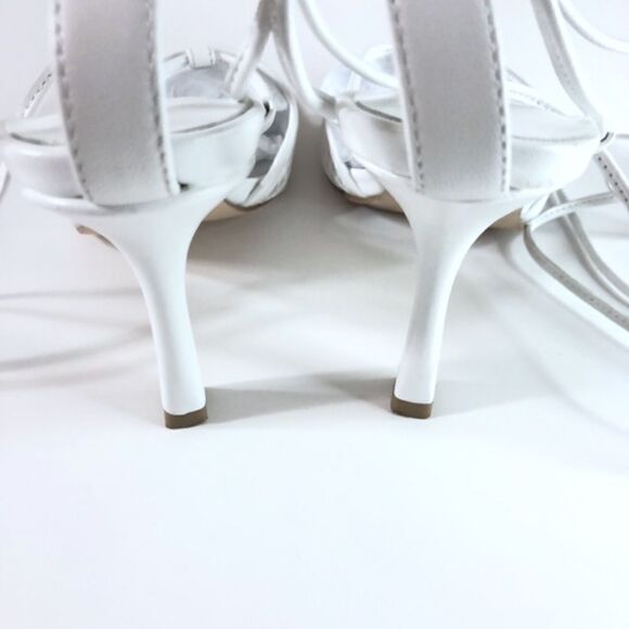 REVOLVE RAYE Penn Square Toe Heel in White Ankle Wrap Ties Lattice Netting 5.5 - Picture 8 of 10